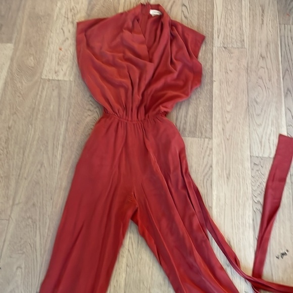 L’Agence Red deep v neck waist tie Zip Ankle - Picture 4 of 7